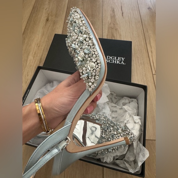 Badgley Mischka Nicolitie Pumps Blue Heels Wedding - Picture 5 of 9